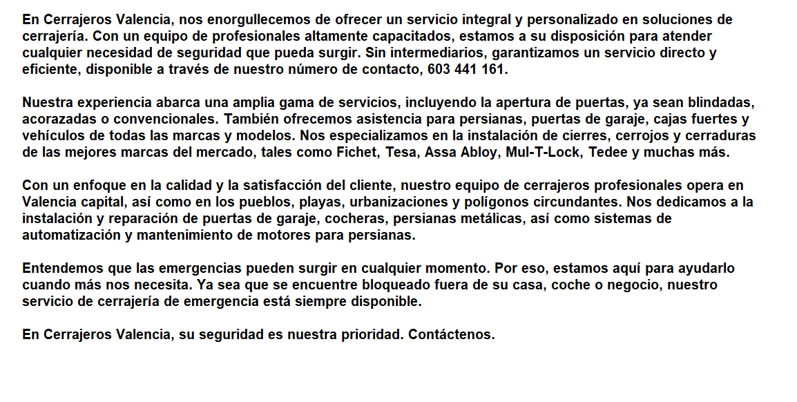 Acerca de Nosotros - Cerrajeros Valencia